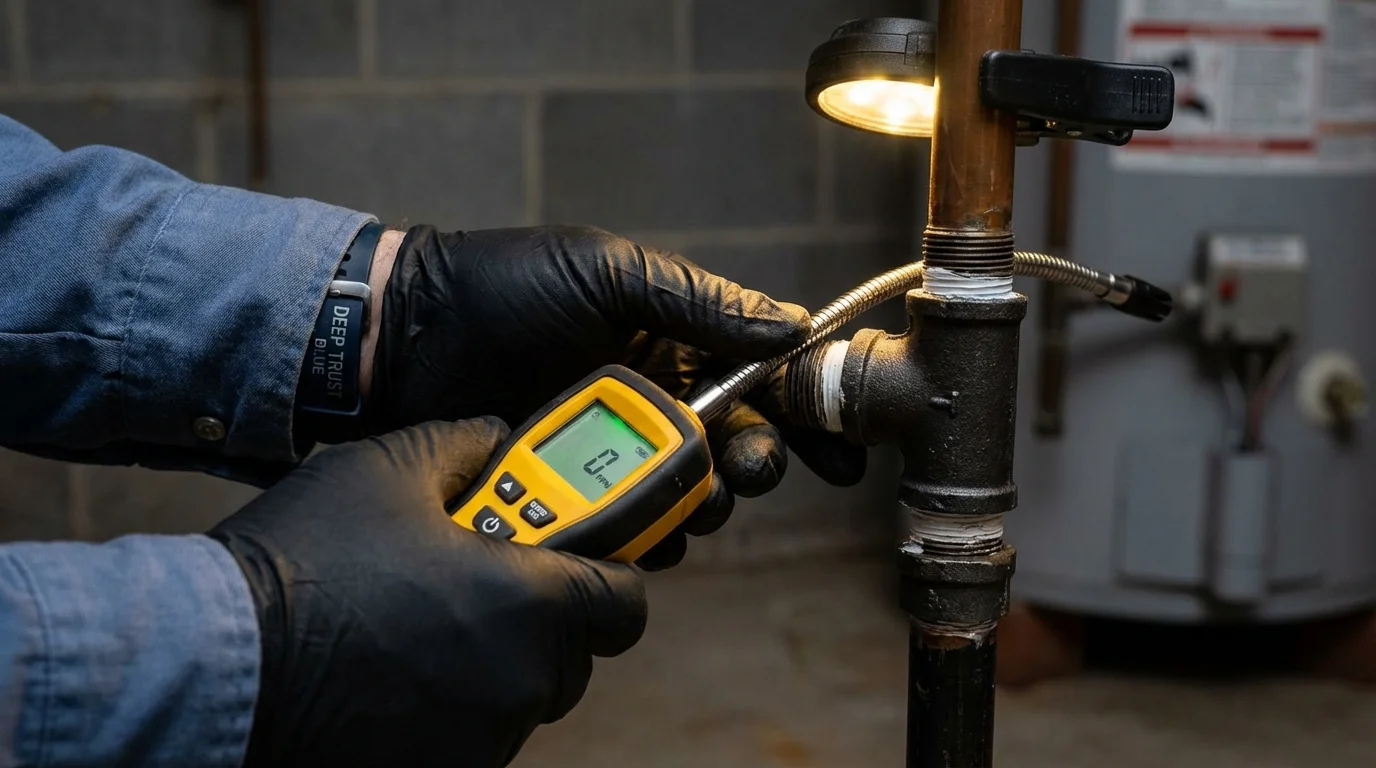 Gas leak detection with electronic sniffer by Johns Plumbing LLC in Jefferson
